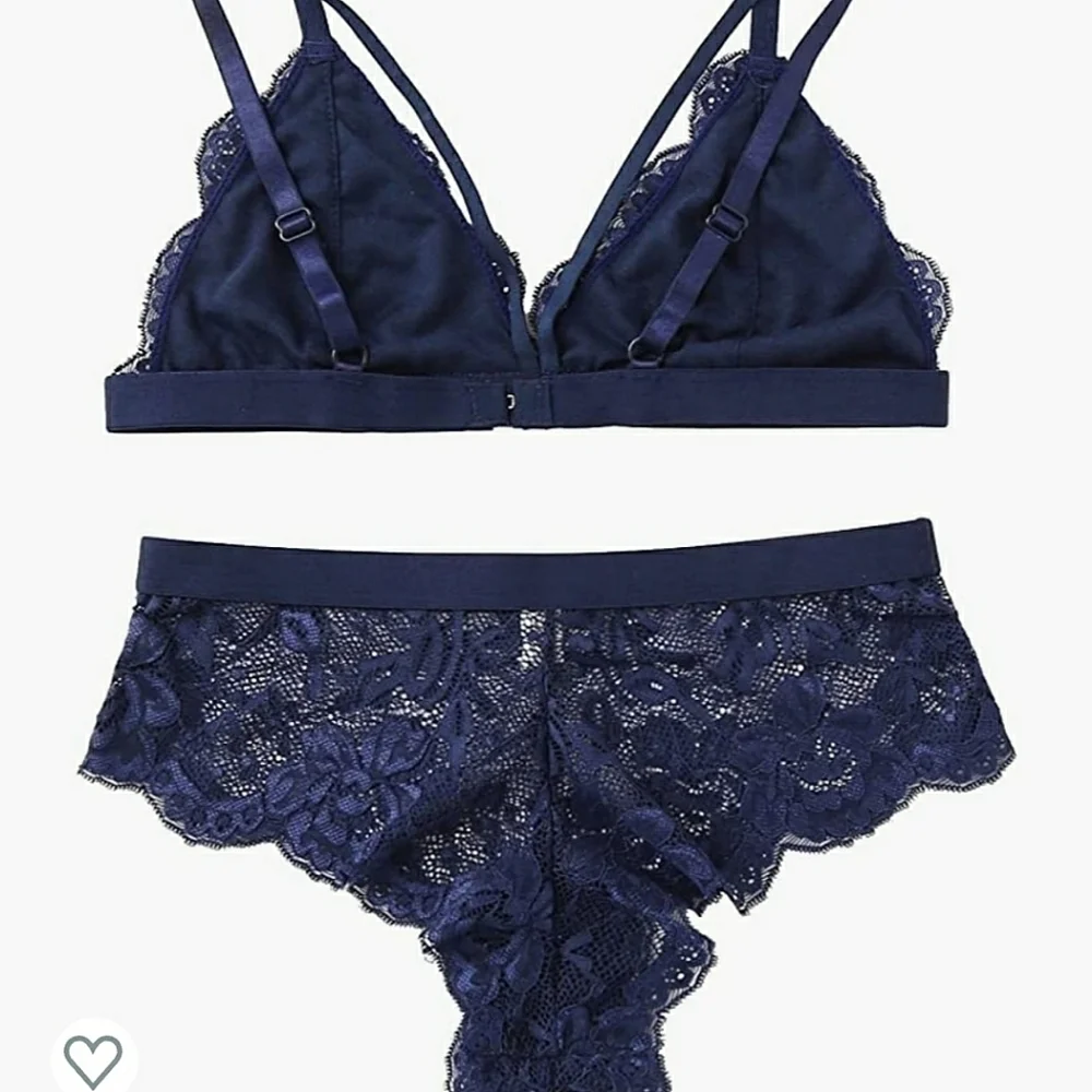Navy Bra and Panty Lace Lingerie Set Size M